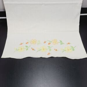 Vintage Floral Hand Embroidered Standard Pillow Case Cottage Core